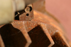 close up of a rusty gearbox i took back at home