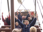 On a pirate ship at Oakwood - Hands in the air!!